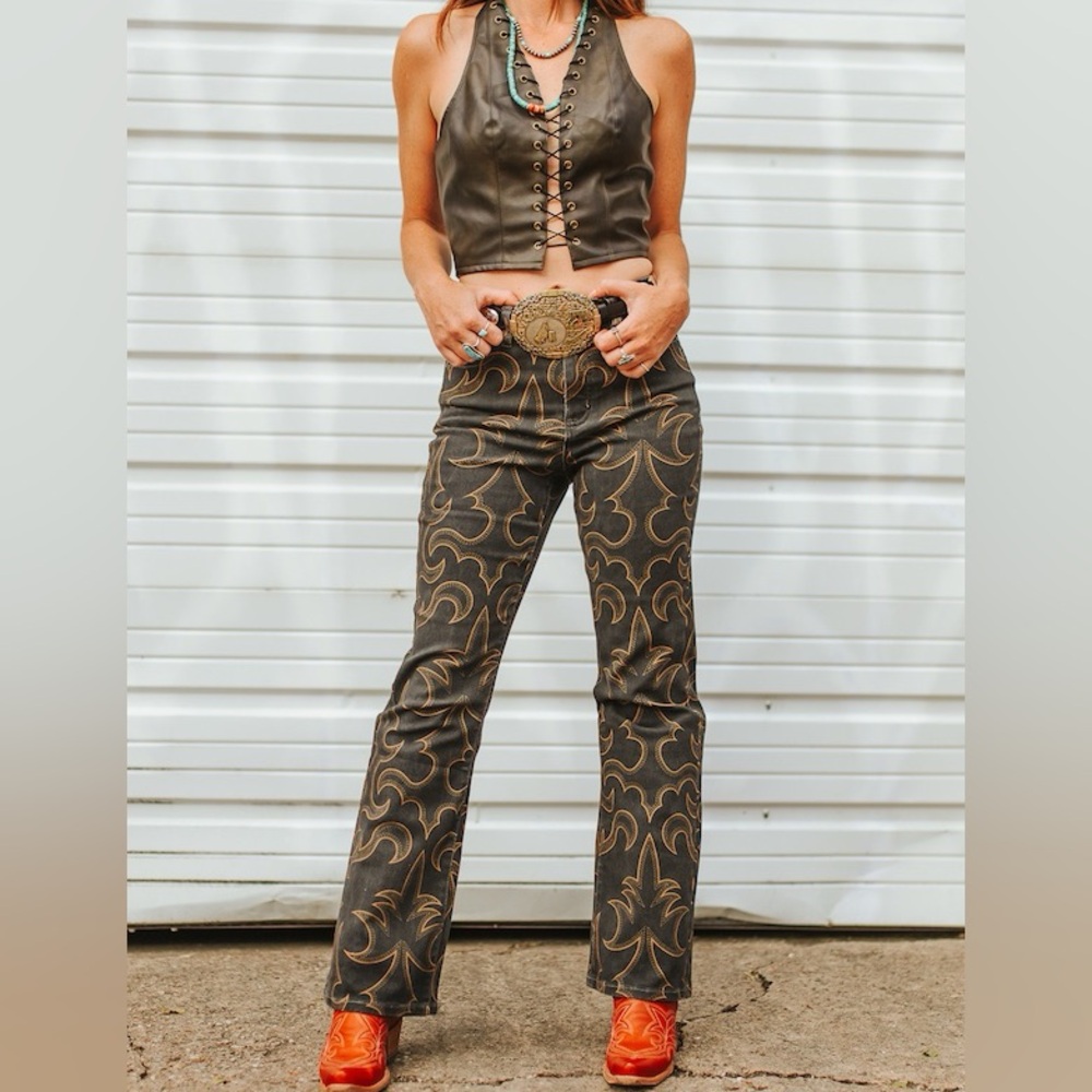 Boot Stitch Embroidered Jeans
